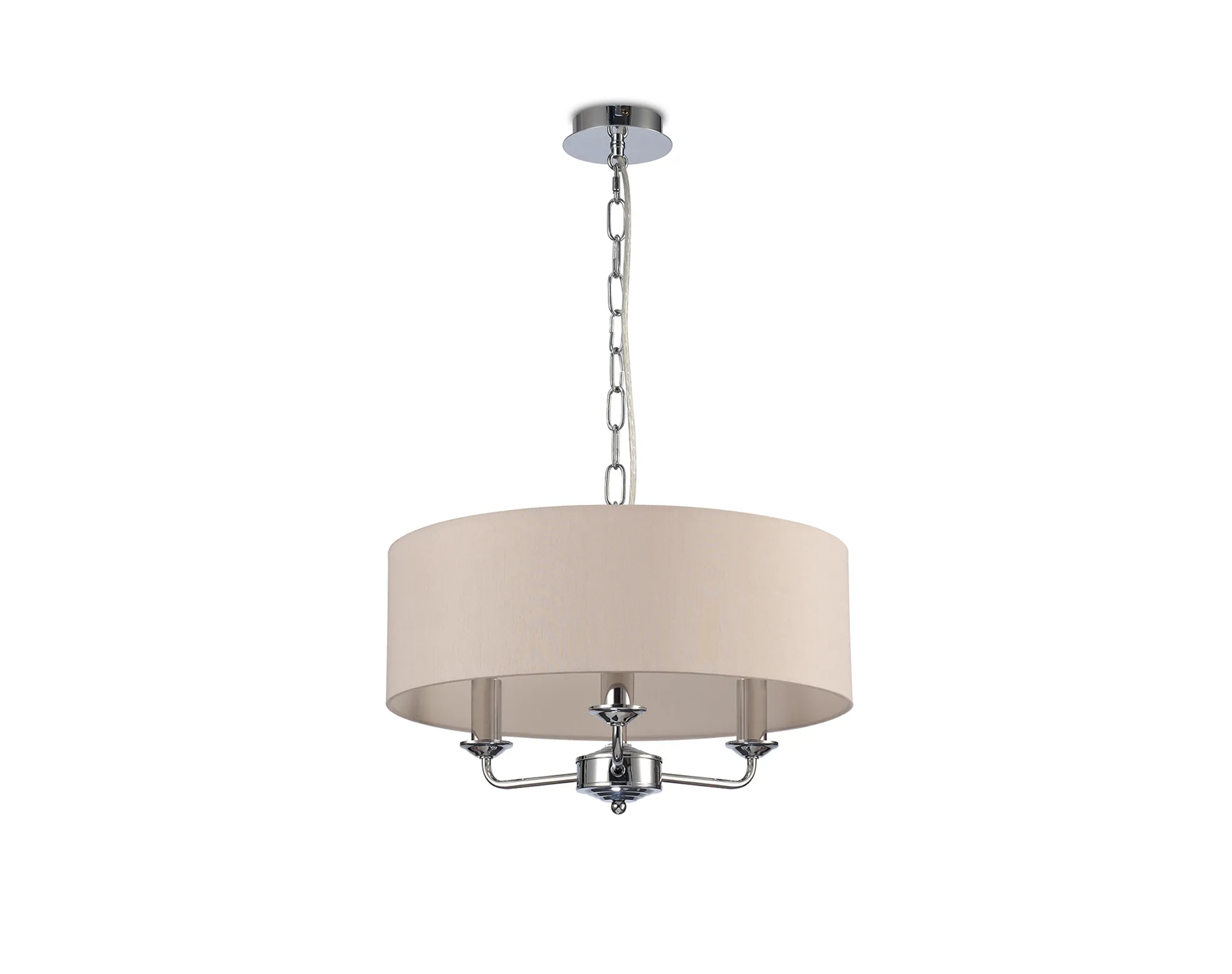 Banyan 45cm 3 Light Pendant Polished Chrome; Nude Beige/Moonlight DK0013  Deco Banyan CH NU